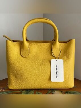 Portland Leather Goods Canary Yellow Large Zippered Raindrop NWT